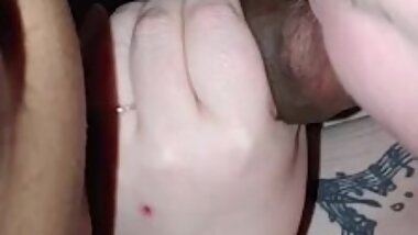 Chubby titty play while giving blowjob