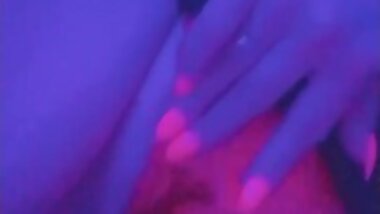 LED lights make my nails glow while I rub my pussy