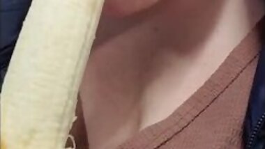 Fucking with a banana and eating it