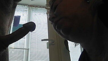 she caresses my cock swallowing it and gets a surprise of cu