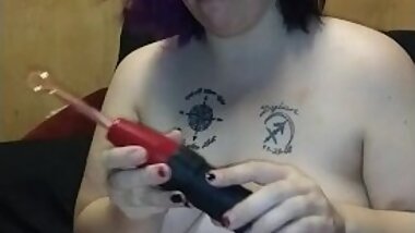 Goth BBW Solo Play With Electric Wand