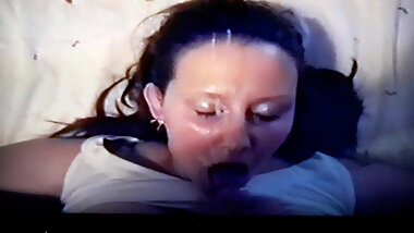Cum in her mouth and on her face again