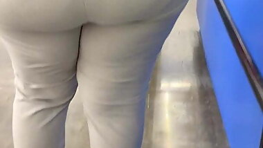 Big BBw Booty VPL in beige Office slacks in Check outline