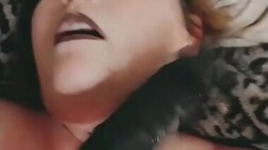 BBW Hitting Face with Big Black Dildo