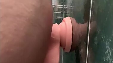 Shower Fun - A wall and a dildo