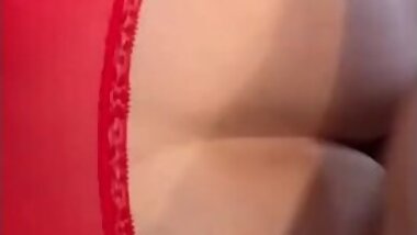 POV - BBW Milf gets gets shaved pussy fucked in red lingerie