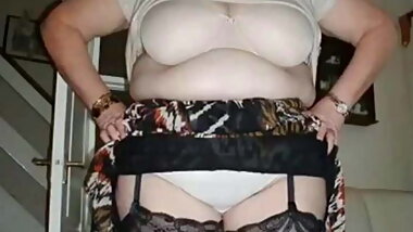 Sexy Mature Mom in white panties and black stockings