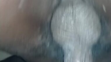 Ebony bbw Step-Mom creamy pussy taking backshots Part 2(Under My Nuts View)