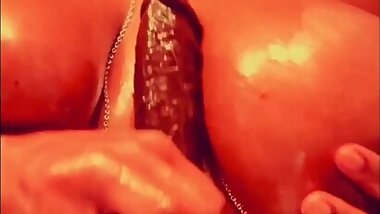 Sexy BBW Oils & Massages Her Perfect Breasts