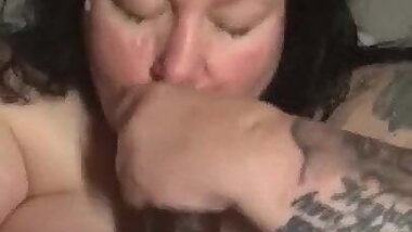 Divorced BBW finds Young Hung Black Boy for Blowjob Facial