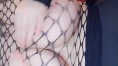 Goth tiddies in fishnet tease of leak