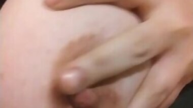 Bouncing boob play while bored