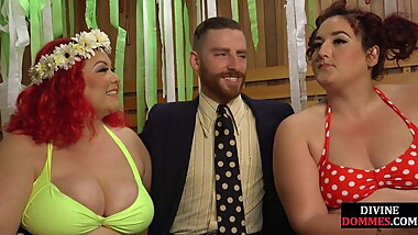 BBW femdom humiliates sub before using his cock