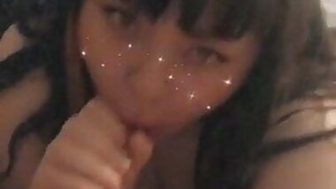 Cute bbw pawg girlfriend blows and deepthroats big dick