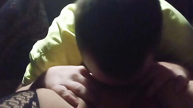 Hubby eating & fucking my tight wet BBW pussy one more time