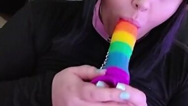 BBW submissive neko girl xxkittens hardcore BJ training gagging & crying with nipple clamps & collar