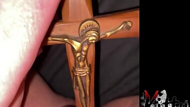 BBW pierced pussy fucked with crucifix