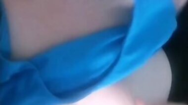 Big tit Blonde babe rubs pussy to cum hard