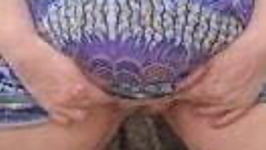 Peeing in the woods at a waterfall