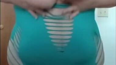 FAT PIG VIRGIN SHOWS OFF HUGE BELLY AND TITS, SMALL ASS