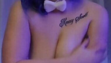 Sexy blue haired milf bunny making herself cum