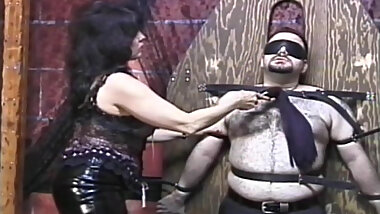 Fat hairy guy cock and balls abused