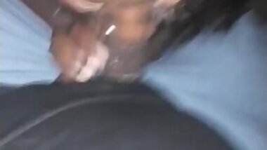 Nasty black bitch take cum shots suckin dick at the park