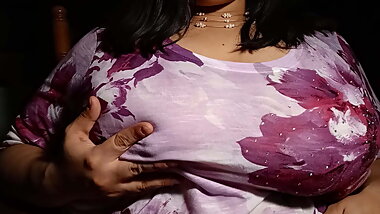 Native BBW milf wiggling & playing with her big tits