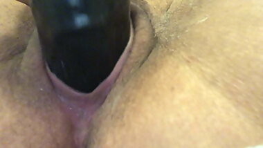 talking dirty and fucking a black dildo