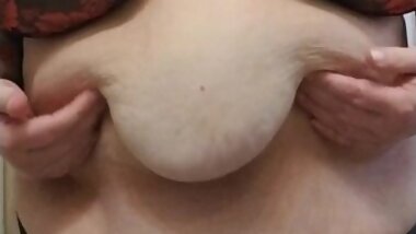 BBW SSBBW Grabbing Shaking Fat Boobs Tits Belly Rolls Fatty Breasts Knockers Lingerie Chubby Chunky