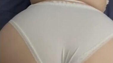 Big ass BBW in white lingerie rubbing against my cock