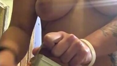 Naked and horny girl preparing breakfast - HarleenJackson