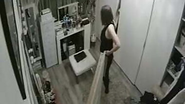 Mariyka is changing her clothes.