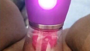 Pussy Licking Toy Makes Milf Wet Up A Chair Outside