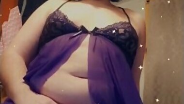 Chubby tgirl having fun