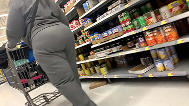 Black granny posing teasing big booty