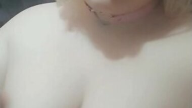 Smoking and playing with tits