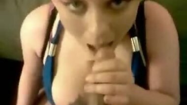 Adorable big girl sucks a dick