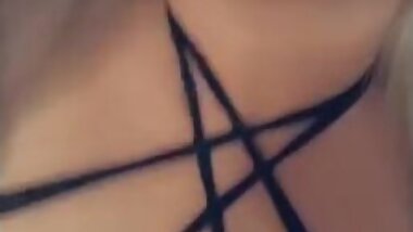 Naughty Blonde Cum Slut  showing off her Thick Ass, and pierced nipples.