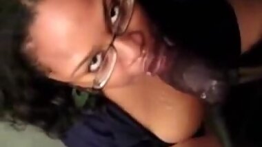 Cumshot on chubby black girl