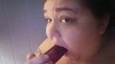 Slut doing deepthroat training