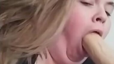 Blonde BBW chokes on big toy