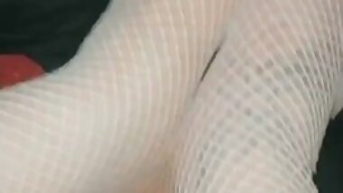 My feet in fishnets