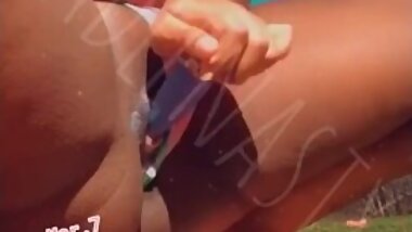 Ebony SLUT Creams Outside