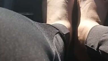 Ebony BBW Step-Mom feet on dashboard again while jerking my dick in traffic(DamnILoveThemToesNSoles)