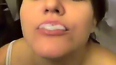 Homemade blowjob in dressing room