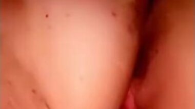 BBW slams blue dildo into tight pussy