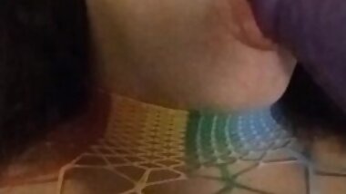 Amateur teen's 1st blowjob + dildo fuck until wet pussy squirts and cums hard!