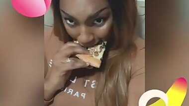 Big tit teen eats her dinner in her dorm thinking of your juicy dick