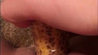 Fucking a banana while wet and horny